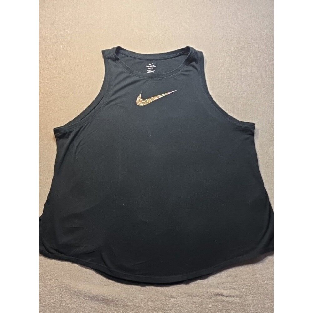 Nike Dri-Fit Flower Swoosh Tank Top Size 3X Black Graphic Gym Tank Top